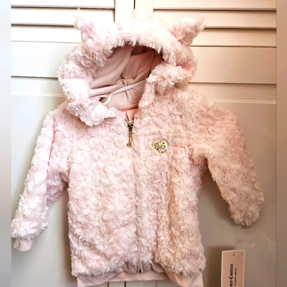 Beautiful zip up faux fur hoodie 12m